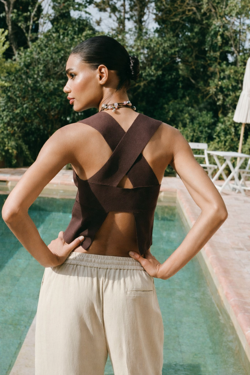 Linen Blend Drawstring Pants