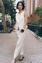 Straight Fit Linen Blend Trousers