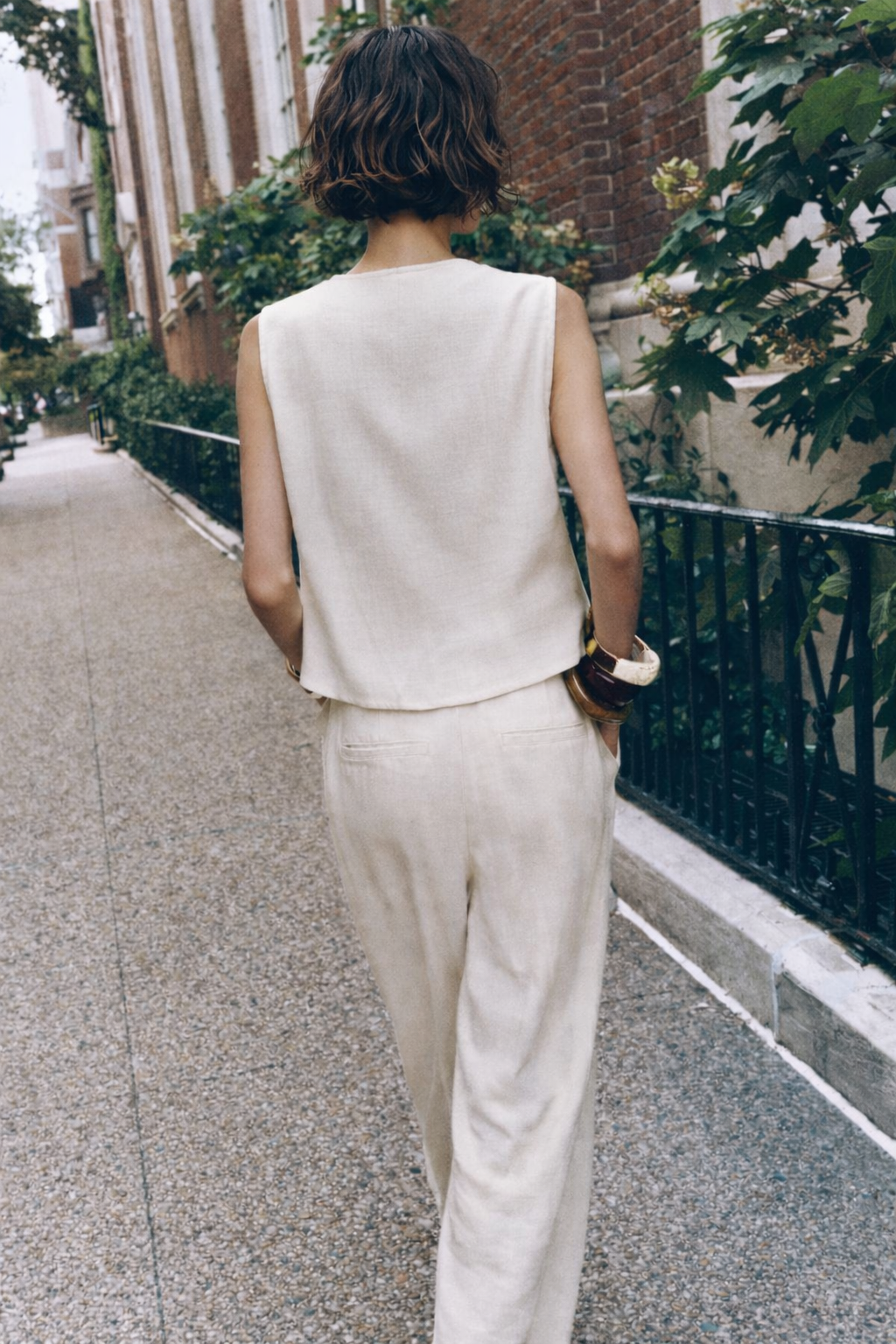 Straight Fit Linen Blend Trousers