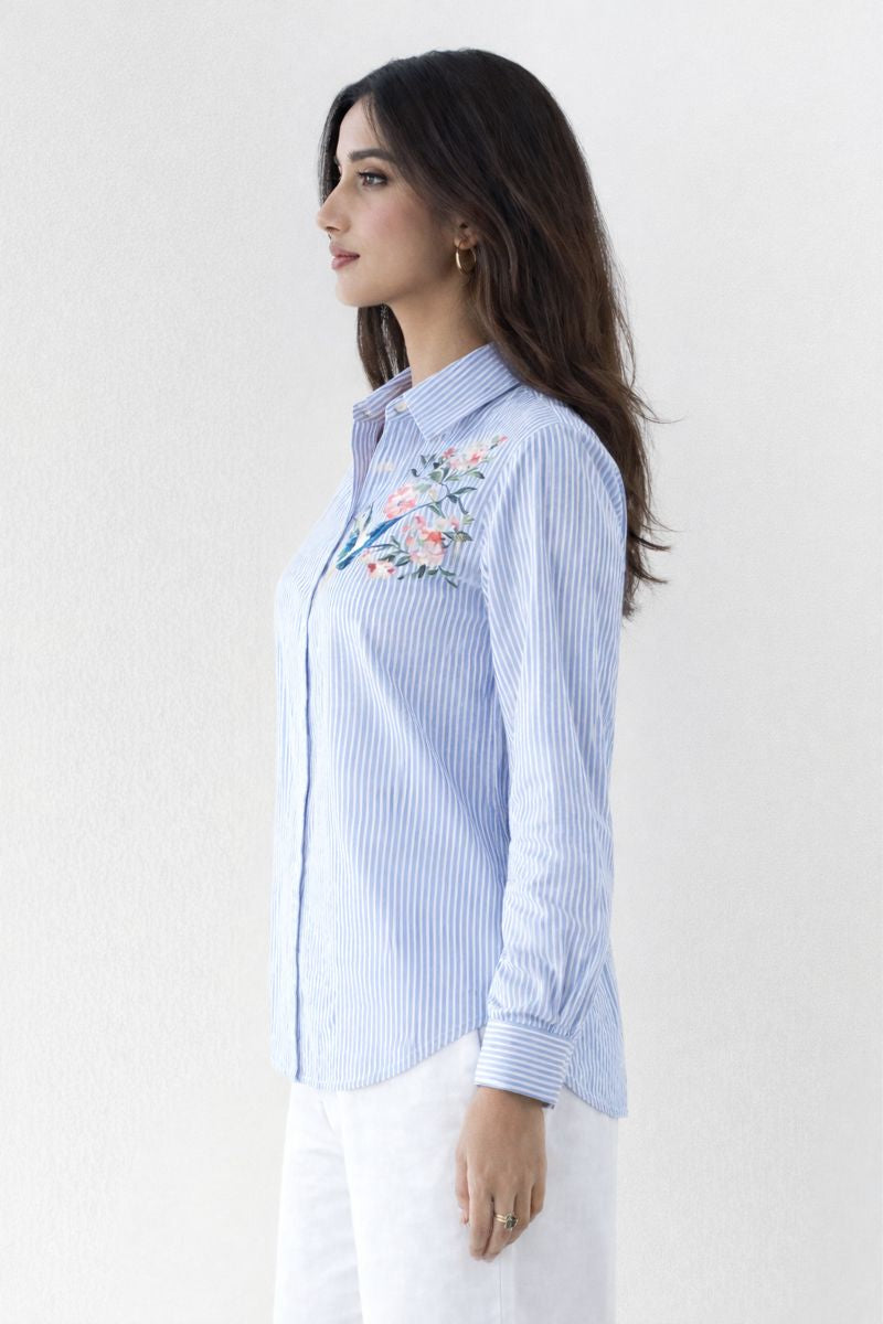 Floral Printed Stripe Shirt