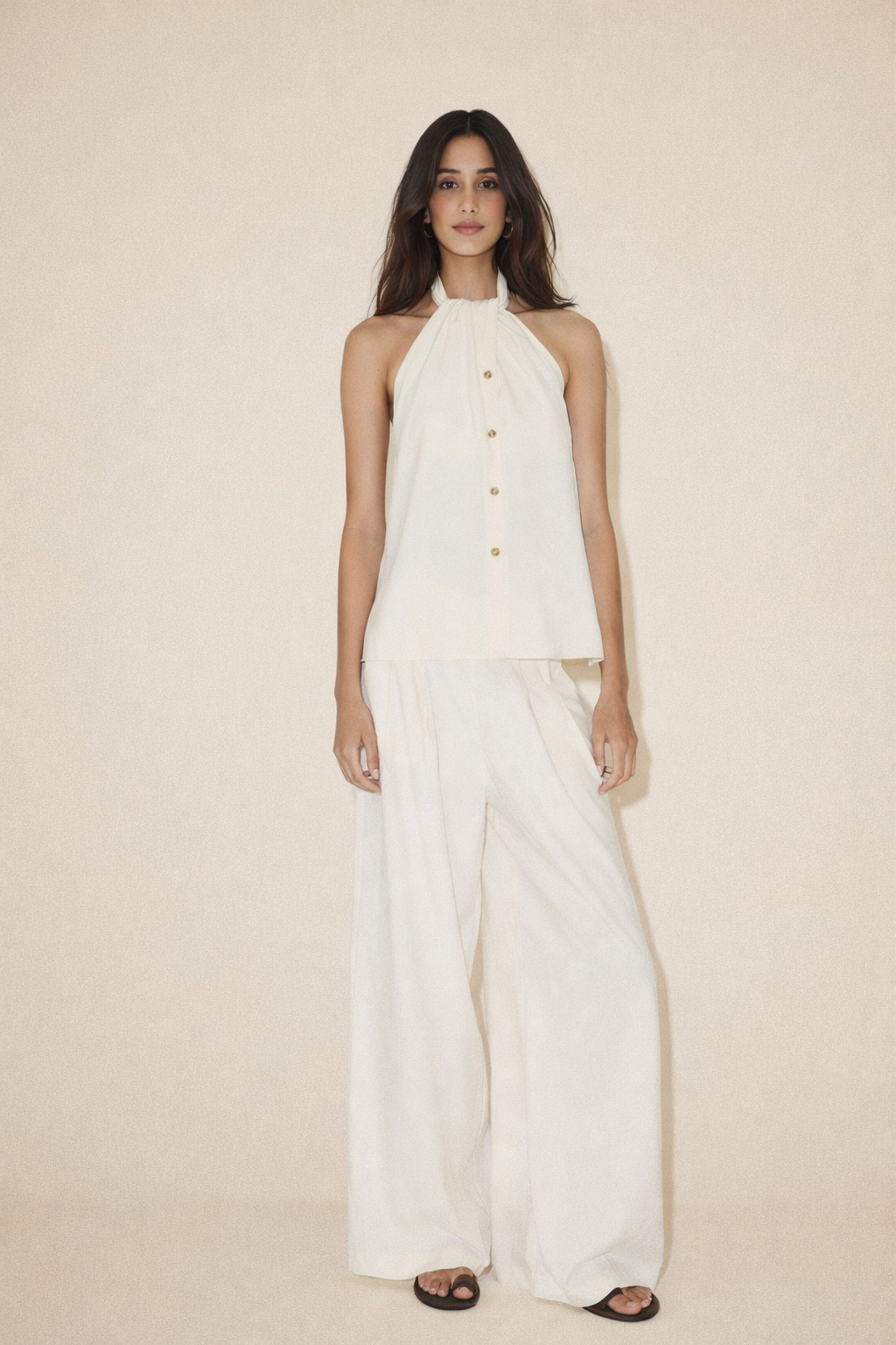 Wide Leg Viscose Trousers