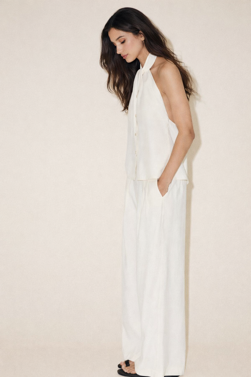 Wide Leg Viscose Trousers