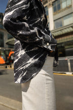 Marble Print Jacquard Satin Shirt