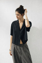 Flowing Cropped Viscose Shirt