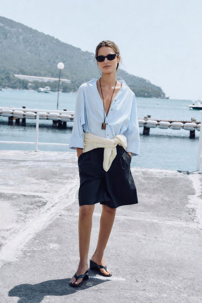 Wide-Sleeve Cotton Shirt