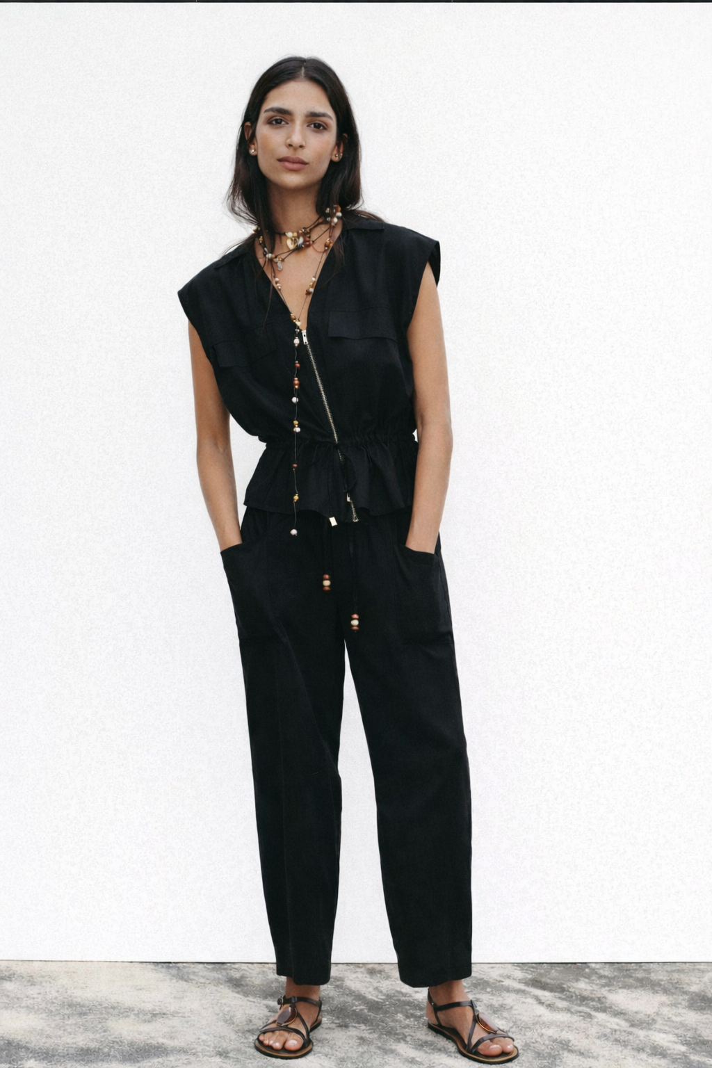 Linen Blend Straight Pants