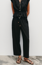 Linen Blend Straight Pants