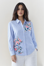 Floral Printed Stripe Shirt